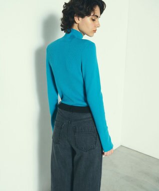 GRACE CONTINENTAL ビジューリブニットトップ ブルー