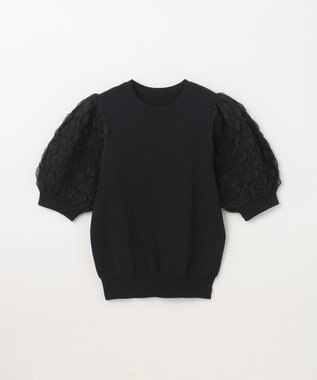 GRACE CONTINENTAL シアーハーフニットトップ ブラック