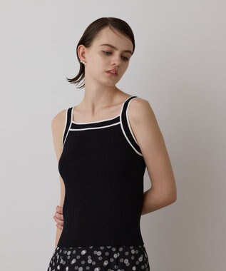 GRACE CONTINENTAL バイカラーリブニットトップ ブラック