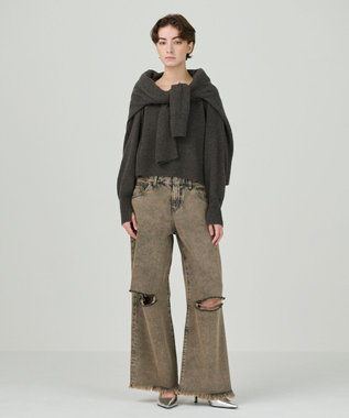 GRACE CONTINENTAL Vネックラムニットトップ ブラウン