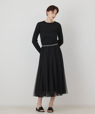 GRACE CONTINENTAL ラメクルーカットトップ ブラック