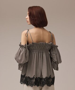 GRACE CONTINENTAL ギャザーフレアトップ カーキ