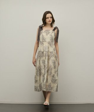 GRACE CONTINENTAL シアージャガードティアードワンピース ベージュ