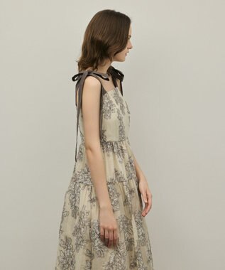 GRACE CONTINENTAL シアージャガードティアードワンピース ベージュ