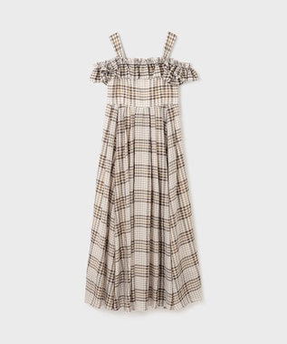 GRACE CONTINENTAL チェックサッカーワンピース ブラウン