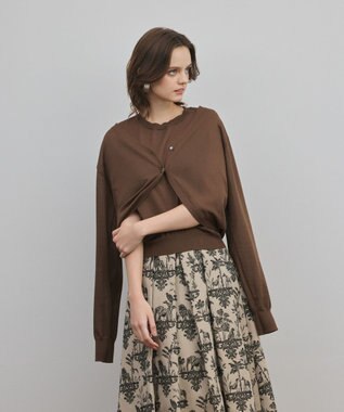 GRACE CONTINENTAL レイヤードニットトップ ブラウン