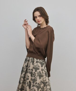 GRACE CONTINENTAL レイヤードニットトップ ブラウン