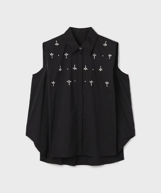GRACE CONTINENTAL ビジューノースリーブシャツ ブラック