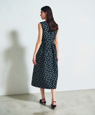 GRACE CONTINENTAL リボンジャガードワンピース ブラック