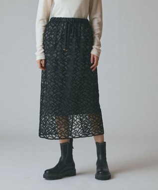 GRACE CONTINENTAL スターembチュールスカート ブラック