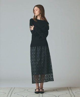 GRACE CONTINENTAL スターembチュールスカート ブラック