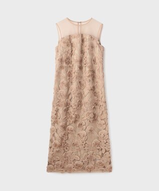 GRACE CONTINENTAL フラワーembドレス ベージュ