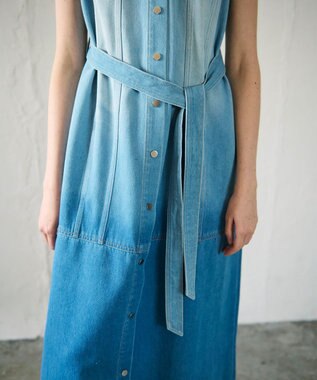 GRACE CONTINENTAL デニムストレートロングワンピース2 バイカラー