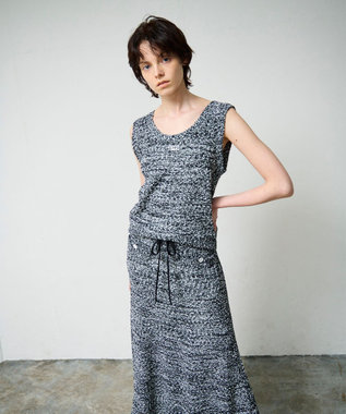 GRACE CONTINENTAL ネップツイードニットノースリーブ ブラック