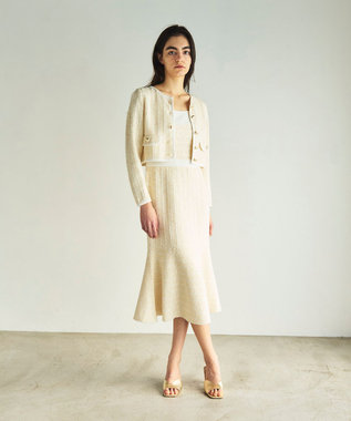 GRACE CONTINENTAL ツイードショートニットカーディガン キナリ