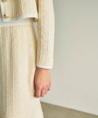 GRACE CONTINENTAL ツイードショートニットカーディガン キナリ