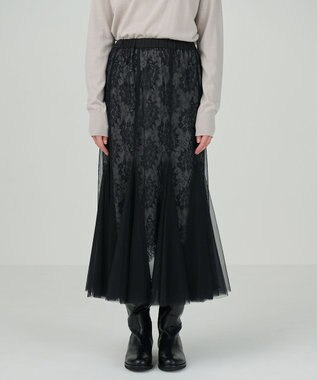 GRACE CONTINENTAL レースレイヤードチュールスカート ブラック