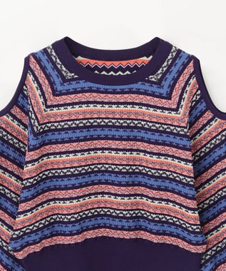 GRACE CONTINENTAL ボーダーパフニットトップ ネイビー