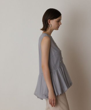 GRACE CONTINENTAL バルーンチュールトップ グレー