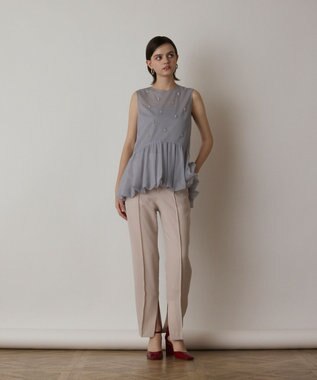 GRACE CONTINENTAL バルーンチュールトップ グレー