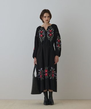 GRACE CONTINENTAL エンブロイダリーカフタンワンピース ブラック