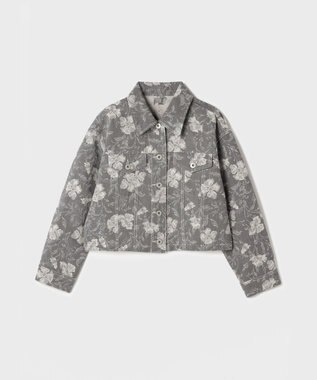 GRACE CONTINENTAL ボタニカルジャガードジャケット チャコール