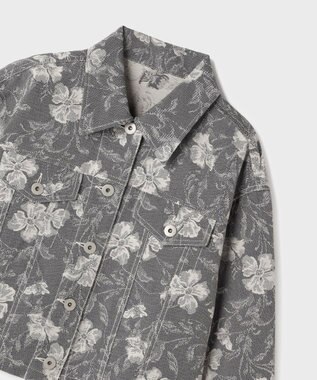 GRACE CONTINENTAL ボタニカルジャガードジャケット チャコール
