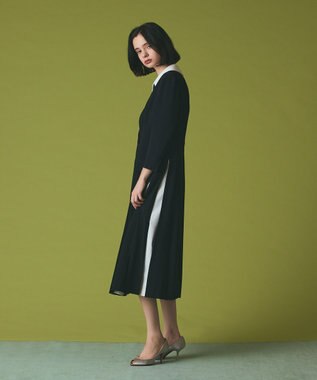 GRACE CONTINENTAL クレリックバイカラーワンピース ブラック