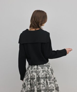 GRACE CONTINENTAL セーラーカラーニットトップ ブラック