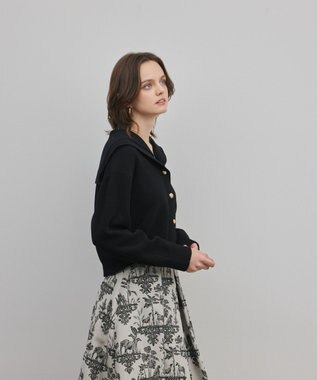 GRACE CONTINENTAL セーラーカラーニットトップ ブラック