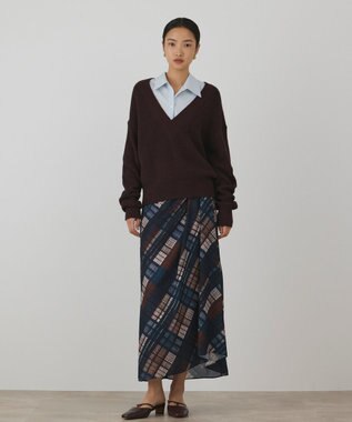 GRACE CONTINENTAL シャツカラーニットトップ ブラウン