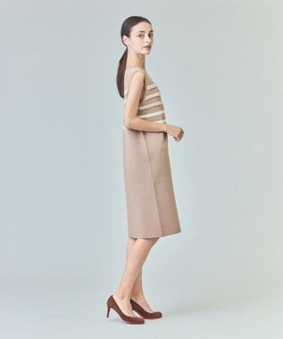 GRACE CONTINENTAL ボーダーパールワンピース キャメル