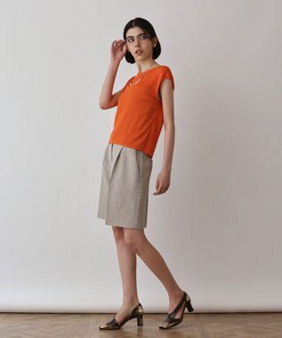 GRACE CONTINENTAL スパンコールリブトップ オレンジ