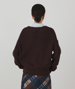GRACE CONTINENTAL シャツカラーニットトップ ブラウン