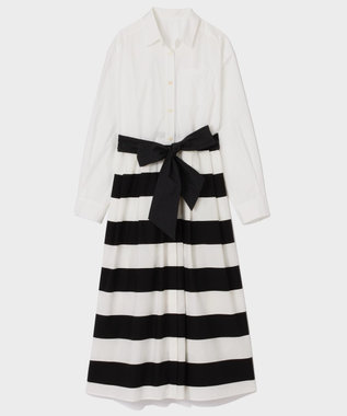 GRACE CONTINENTAL ボーダーコンビシャツワンピース ブラック