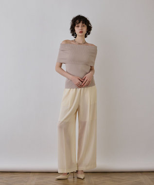 GRACE CONTINENTAL オフショルリブニットトップ ベージュ