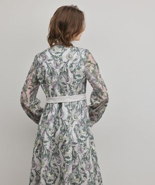 GRACE CONTINENTAL マルチフラワー刺繍フレアワンピース グレー