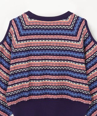 GRACE CONTINENTAL ボーダーパフニットトップ ネイビー