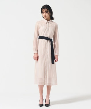 GRACE CONTINENTAL ストライプレースシャツワンピース ベージュ