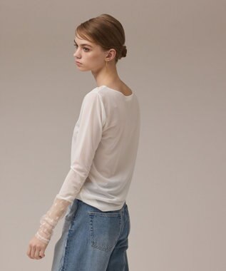 GRACE CONTINENTAL アセテートシアーカットトップ ホワイト