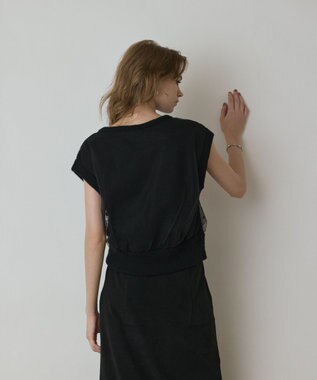 GRACE CONTINENTAL チュール刺繍ニットトップ ブラック