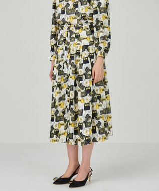 GRACE CONTINENTAL バッグモチーフプリーツスカート イエロー