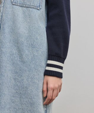 GRACE CONTINENTAL ニットスリーブデニムワンピース サックス