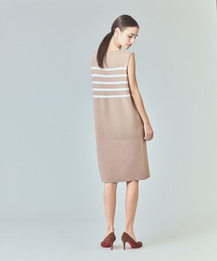 GRACE CONTINENTAL ボーダーパールワンピース キャメル