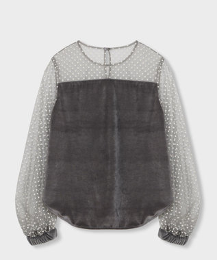 GRACE CONTINENTAL フロッキーチュールコンビトップ グレー