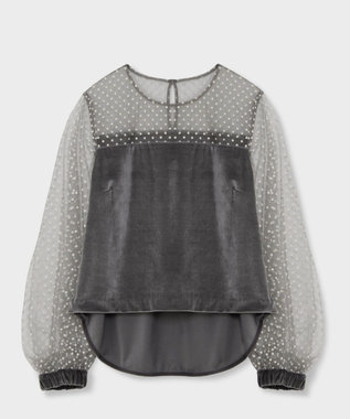 GRACE CONTINENTAL フロッキーチュールコンビトップ グレー