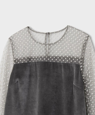 GRACE CONTINENTAL フロッキーチュールコンビトップ グレー