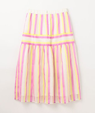 GRACE CONTINENTAL マルチシアーストライプスカート ピンク