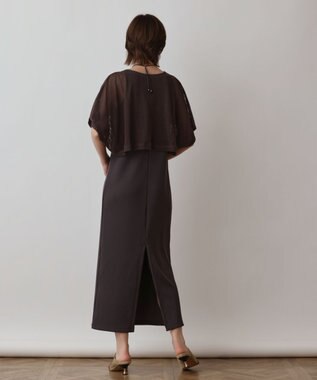 GRACE CONTINENTAL メッシュレイヤードワンピース チャコール
