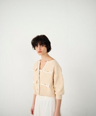 GRACE CONTINENTAL バイカラーニットノースリーブ ベージュ